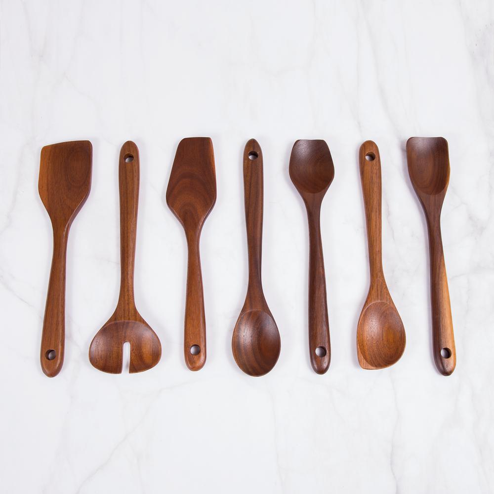 Creative Home Acacia Wood with Carbonized Kitchen Utensil Set Set of 7-Pieces