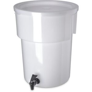 Carlisle 5 gal. Polyethylene Round Beverage Dispenser with Lid and Faucet in White