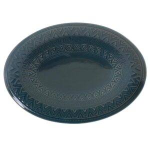 Certified International Multi-Colored 15.75 in. Aztec Teal Oval Platter