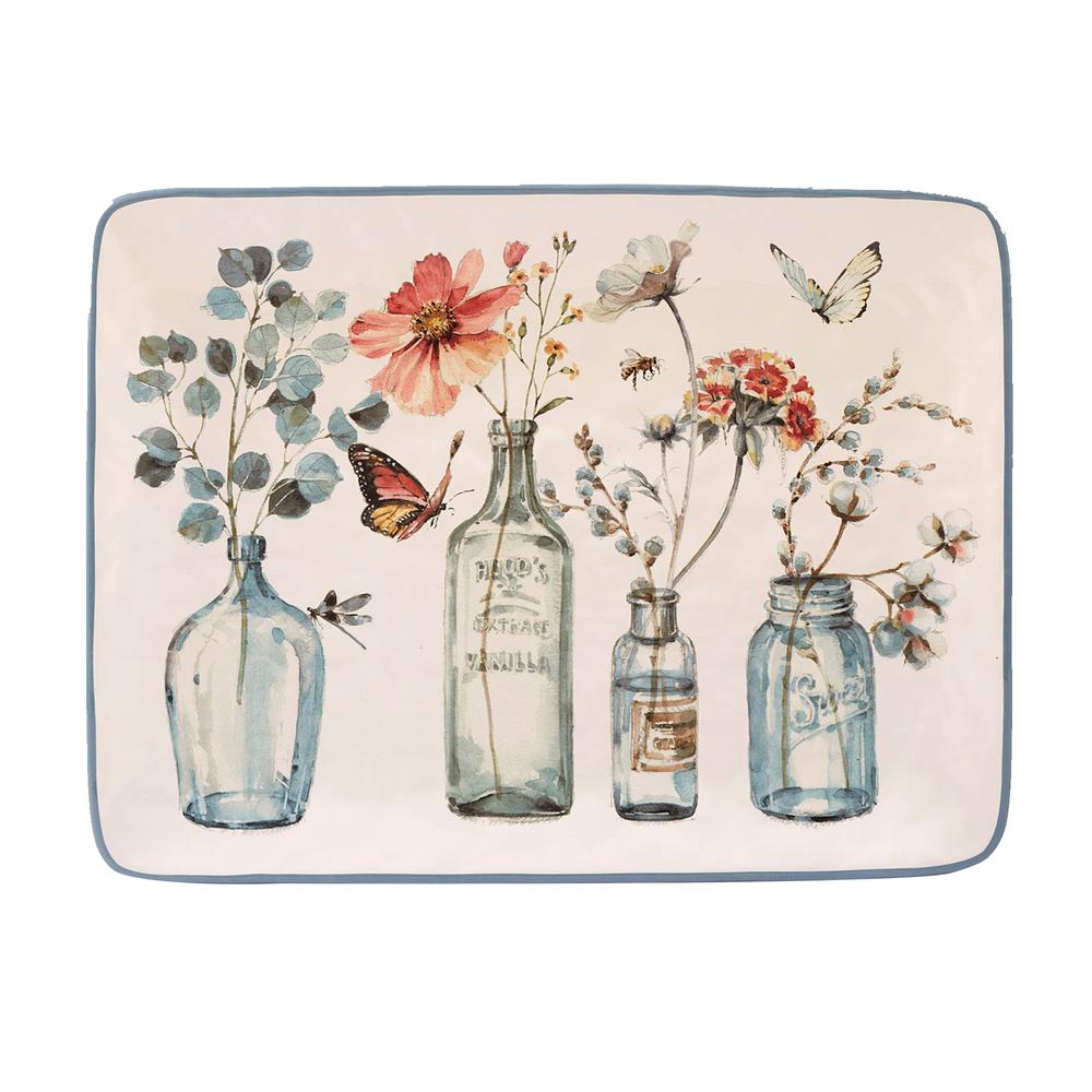 Certified International Country Weekend Multi-Colored 16 in. x 12 in. Ceramic Rectangular Platter