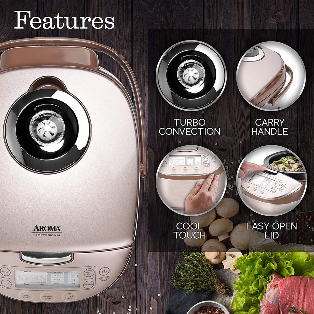 AROMA 4 Qt. Champagne Electric Multi-Cooker with Ceramic Pot