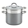 Circulon Elementum  5 Qt. Oyster Gray Hard-Anodized Nonstick Covered Multipot with Steamer Insert