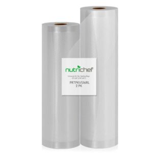 NutriChef White Vacuum Sealer Bags - Universal Air Vac Sealing Bags (2-Rolls, 100 ft. Total Length)
