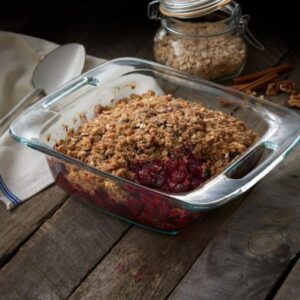 Pyrex Easy Grab 3 qt. and 8 in. x 8 in. 4-Piece Glass Bakeware Set with Red Lids