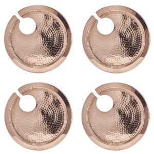 Old Dutch .75 in. x 9.75 in. x 9.75 in. Hammered Copper Buffet Plates with Wine Glass Holder (Set of 4)