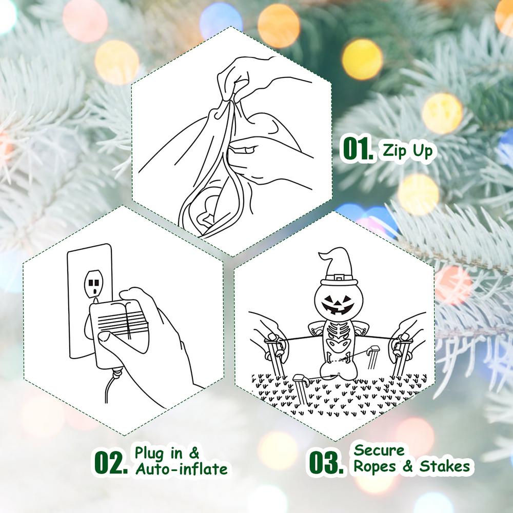 Costway 6.5 ft. Pre-lit LED Lights Christmas Inflatable Tree Santa Christmas Inflatable with Zipper