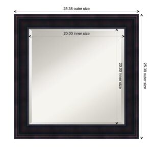 Amanti Art Annatto 25 in. W x 25 in. H Framed Square Beveled Edge Bathroom Vanity Mirror in Dark Brown Mahogany