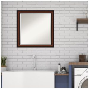 Amanti Art Cyprus 23 in. W x 23 in. H Framed Square Beveled Edge Bathroom Vanity Mirror in Dark Brown Walnut