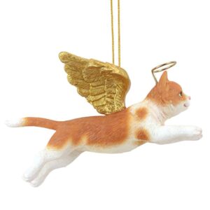 Design Toscano 2.5 in. Honor the Feline Orange Tabby Holiday Cat Angel Ornament