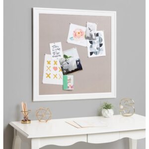 DesignOvation Bosc White Fabric Pinboard Memo Board