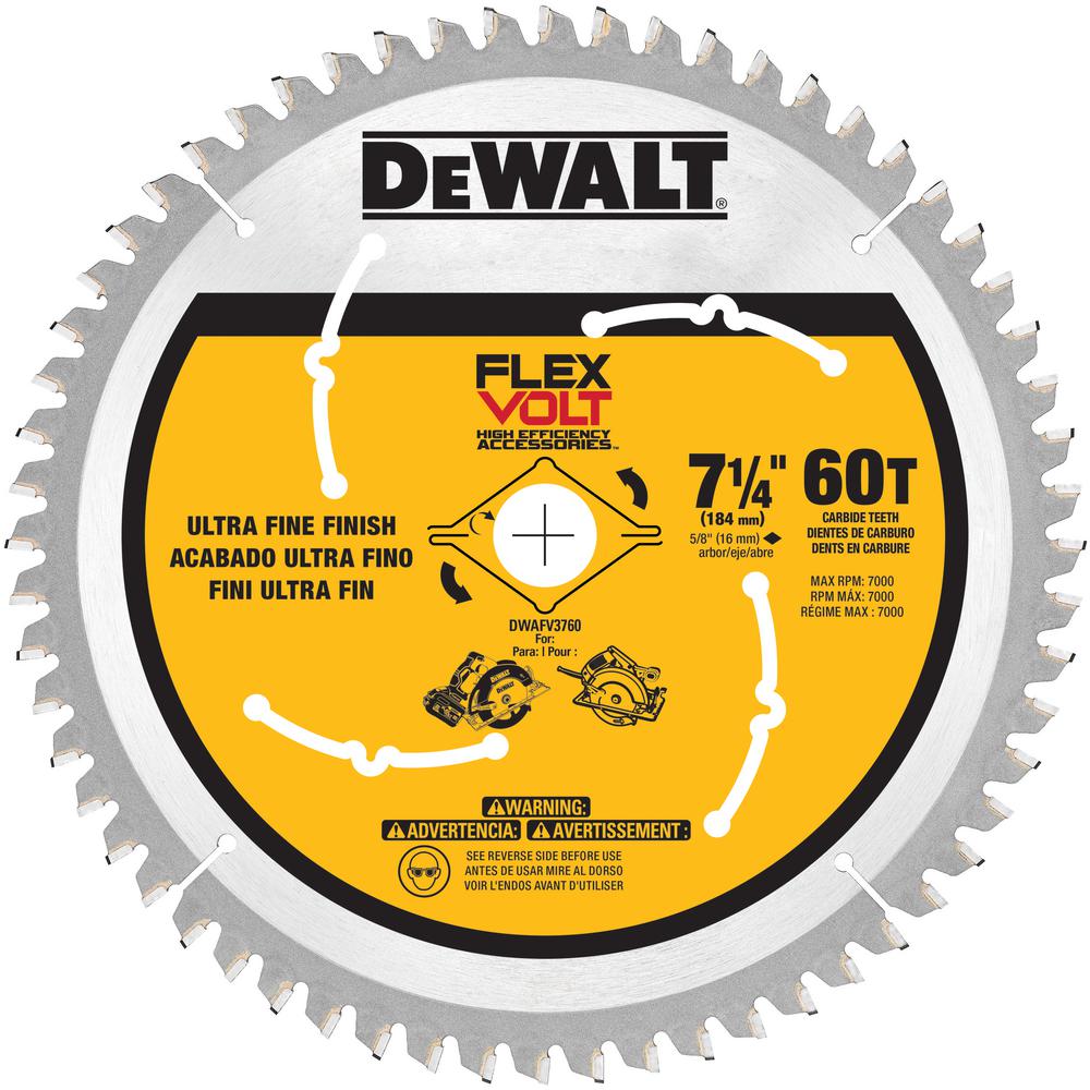 DEWALT FLEXVOLT 7-1/4 in. 60-Teeth Carbide-Tipped Circular Saw Blade