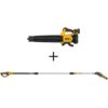 DEWALT 125 MPH 450 CFM 20V MAX Cordless Brushless Blower with (1) 5.0Ah Battery & Charger w/8 in. 20V MAX Pole Saw (Tool Only)