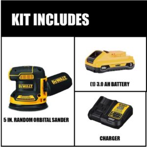 DEWALT 20-Volt MAX XR Cordless Brushless 5 in. Random Orbital Sander with (1) 20-Volt Battery 3.0Ah & Charger