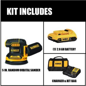 DEWALT 20-Volt MAX XR Cordless Brushless 5 in. Random Orbital Sander with (1) 20-Volt Battery 2.0Ah & Charger