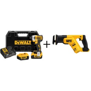 DEWALT 20-Volt MAX XR Cordless Brushless 3-Speed 1/4 in. Impact Driver with (2) 20-Volt 4.0Ah Batteries & Reciproacting Saw