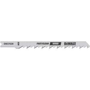 DEWALT 4 in. 6 TPI Fast Clean Wood Cutting Jig Saw Blade HCS U-Shank (5-Pack)