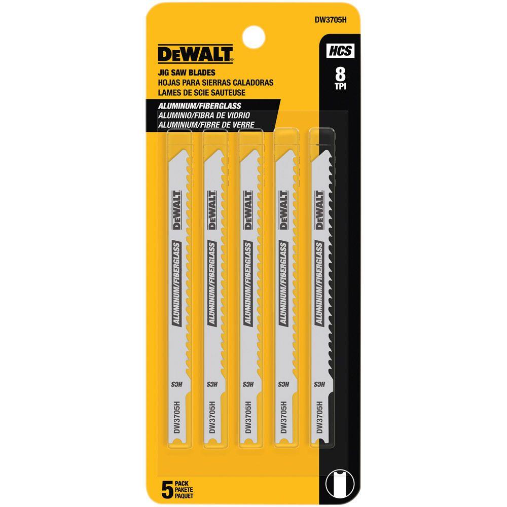 DEWALT 4 in. 8 TPI Aluminum/Fiberglass Jig Saw Blade HCS U-Shank (5-Pack)