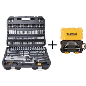 DEWALT Chrome Vanadium Mechanics Tool Set (192-Piece) with SAE Combination Wrench Set (8-Piece)