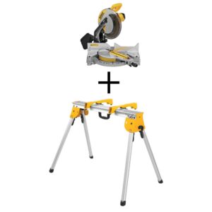 DEWALT 15 Amp Corded 12 in. Compound Single Bevel Miter Saw with Heavy-Duty Work Stand