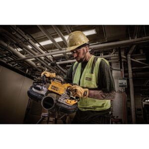 DEWALT 20-Volt MAX XR Cordless Brushless Deep Cut Band Saw with 4-1/2 in. Grinder & (2) 20-Volt Batteries 5.0Ah