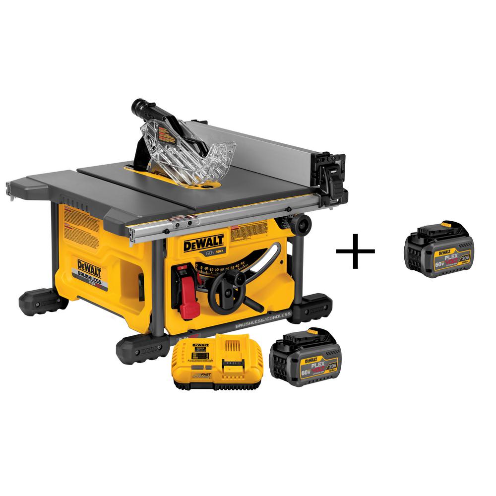 DEWALT FLEXVOLT 60-Volt MAX Cordless Brushless 8-1/4 in. Table Saw Kit with (2) FLEXVOLT 6.0Ah Batteries