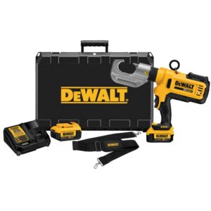 DEWALT 20-Volt MAX Cordless Died Cable Crimping Tool with (2) 20-Volt 4.0Ah Batteries, Charger, Case & Cable Cutting Tool