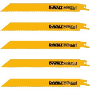 DEWALT 8 in. 10/14 Teeth per in. Straight Back Bi-Metal Reciprocating Saw Blade (5-Pack)
