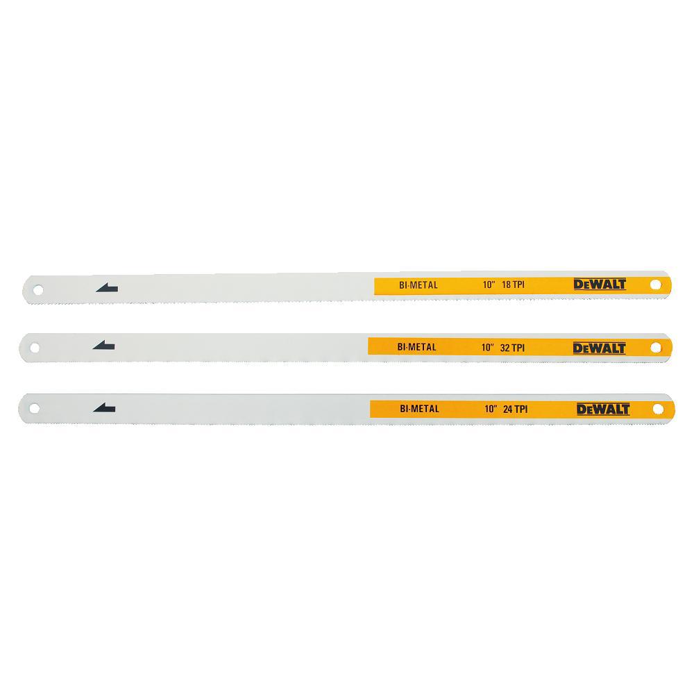 DEWALT 10 in. 18, 24 and 32-TPI Bi-Metal Hacksaw Blade (3-Pack)