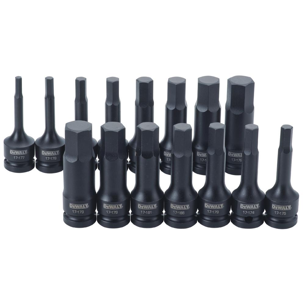 DEWALT 1/2 in. Drive Combination Impact Hex Socket Set (15-Piece)