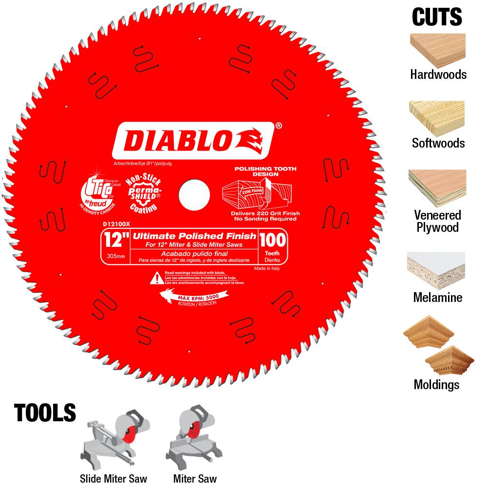 DIABLO 12 in. x 100-Tooth Ultimate Polished Finish Saw Blade (15-Pack)
