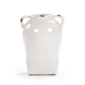 Zentique Cylindrical White Large w/Handle Decorative Vase