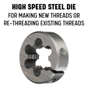Drill America 1/2 in.-28 x 1-1/2 in. O.D. High Speed Steel Round Threading Adjustable Die