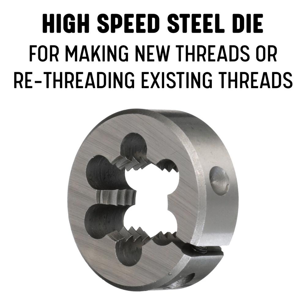 Drill America 1/2 in.-28 x 1-1/2 in. O.D. High Speed Steel Round Threading Adjustable Die