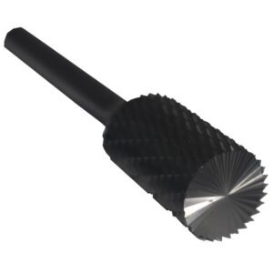 Drill America 7/16 in. x 1 in. Cylindrical End Cut Solid Carbide Burr Rotary File Bit with 1/4 in. Shank