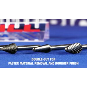 Drill America 7/16 in. x 1 in. Tree Radius End Solid Carbide Burr Rotary File Bit with 1/4 in. Shank