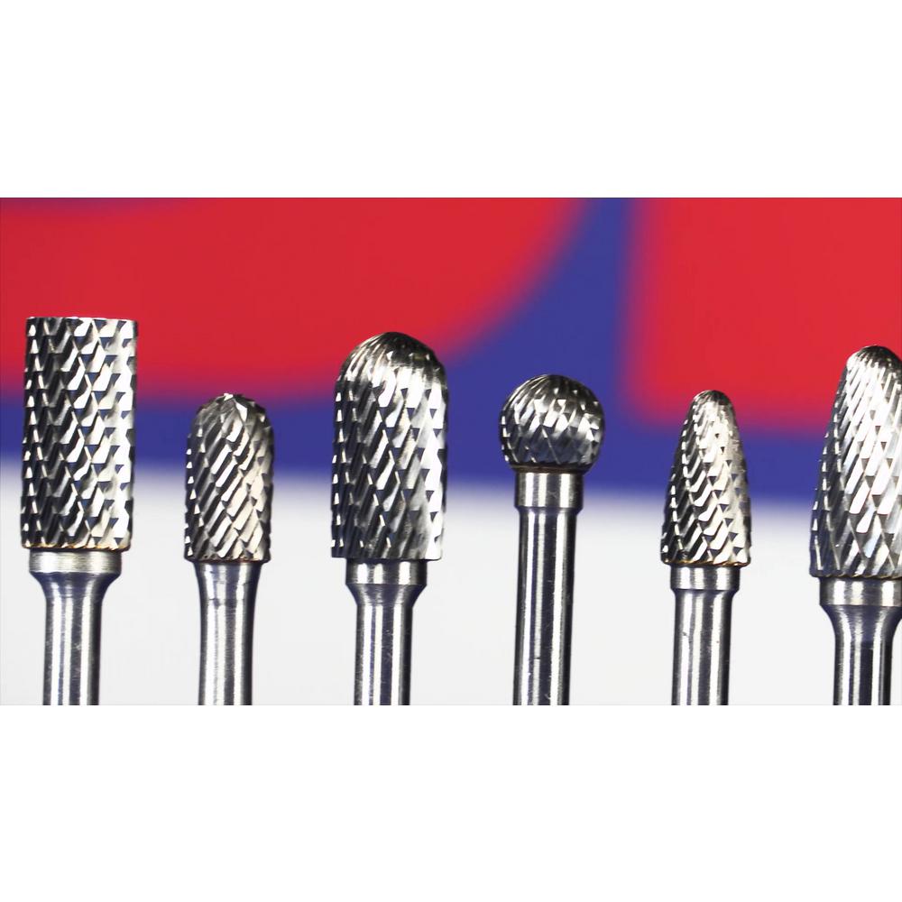 Drill America 7/16 in. x 1 in. Tree Radius End Solid Carbide Burr Rotary File Bit with 1/4 in. Shank