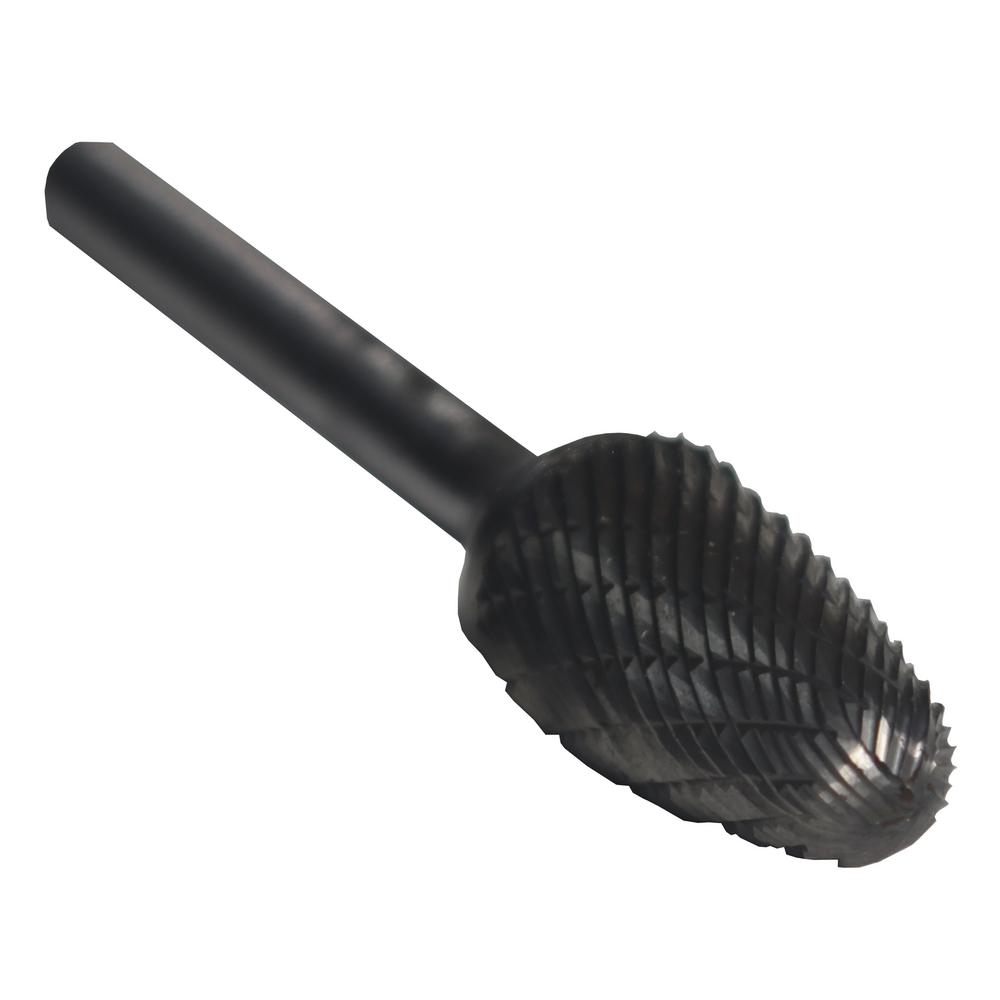 Drill America 7/16 in. x 1 in. Tree Radius End Solid Carbide Burr Rotary File Bit with 1/4 in. Shank