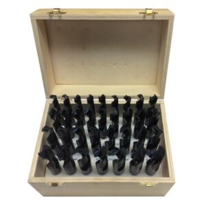 Drill America High Speed Steel Black Oxide Reduced Shank Drill Bit Set in Wood Case (33-Piece)