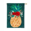 Evergreen 28 in. x 44 in. Holiday Pineapple House Burlap Flag