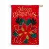 Evergreen 28 in. x 44 in. Christmas Poinsettia House Applique Flag