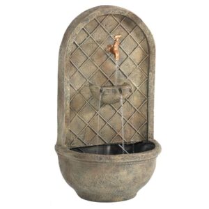 Sunnydaze Decor Messina Florentine Stone Electric Powered Wall Fountain