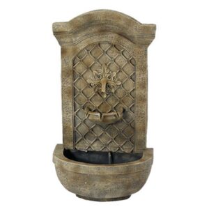 Sunnydaze Decor Rosette Resin Florentine Stone Solar-On-Demand Outdoor Wall Fountain