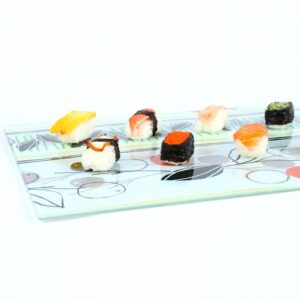 Creative Home Tempered Glass 11.75 in. x 15 in., 5 mm Thickness Cutting, Serving Board with Flower Pattern,