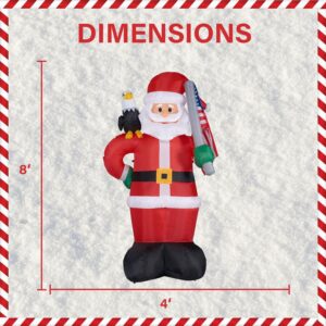 Fraser Hill Farm 8 ft. Americana Santa with Bald Eagle Christmas Inflatable with Lights