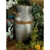 LITTON LANE 14 in. H Gray Galvanized Tin Decorative Milk Can with Rust Band Handles