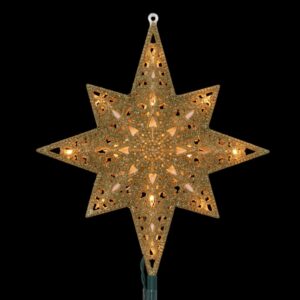 GE Holiday Classics 11 in. 16-Light Gold Glittered Bethlehem Star Tree Top