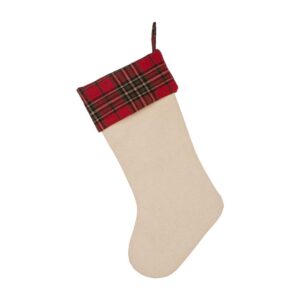 Glitzhome 21 in. L Embroidered Linen Christmas Stocking - Red Truck