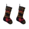 Glitzhome Plaid Stocking with Rug Hooked (Bear) 2-Pack