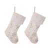 Glitzhome 21 in. H Polyester White Plush Stocking with Snowflake Christmas (2-Pack)