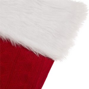Glitzhome 20 in. Polyester Knitted Stocking with Faux Fur Cuff (2-Pack)
